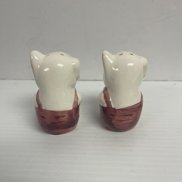 Vintage Pig In Coveralls Salt And Pepper Shakers Hand Painted w/ stopper - C1016 - Picture 2 of 7